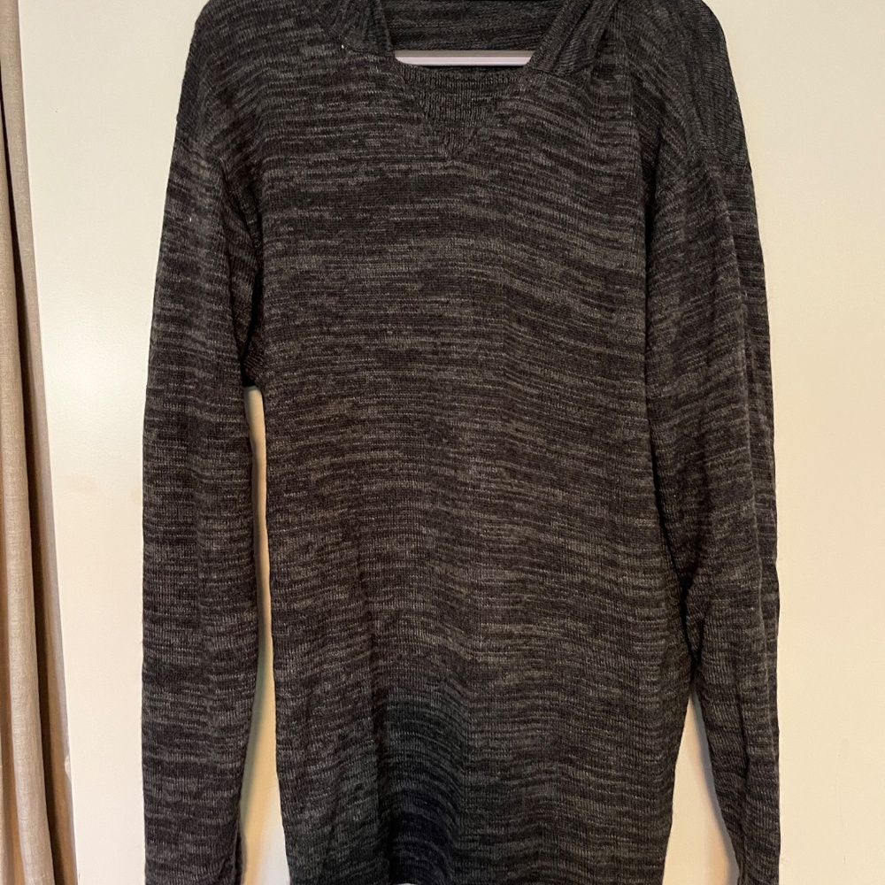 Paka Alpaca Sweater Charcoal Gray Alpaca Hand Knit Hoodie Handmade Large - Picture 3 of 3